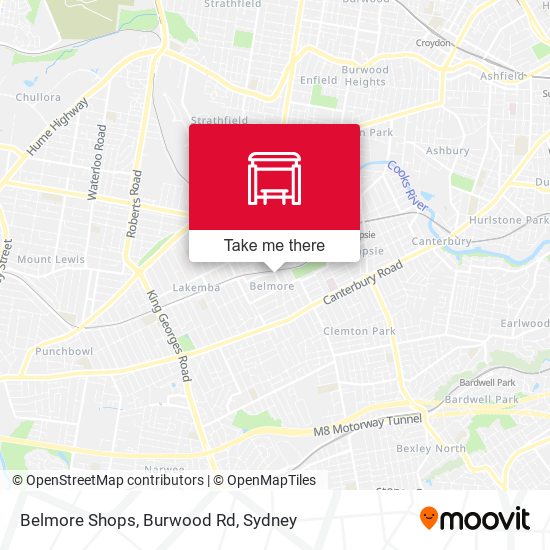 Mapa Belmore Shops, Burwood Rd