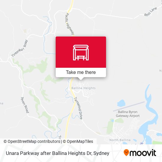Unara Parkway after Ballina Heights Dr map