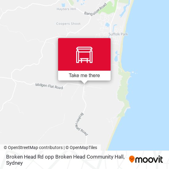 Broken Head Rd opp Broken Head Community Hall map