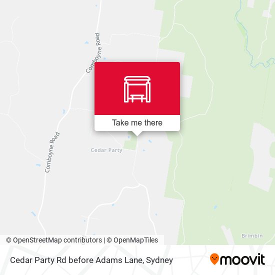 Cedar Party Rd before Adams Lane map