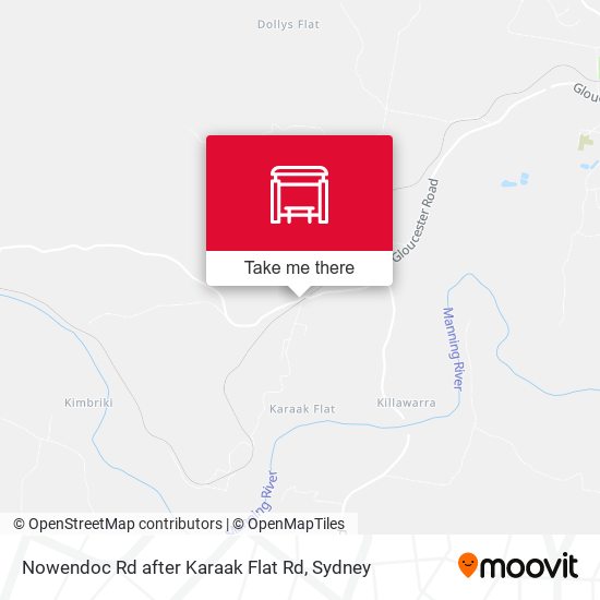 Nowendoc Rd after Karaak Flat Rd map