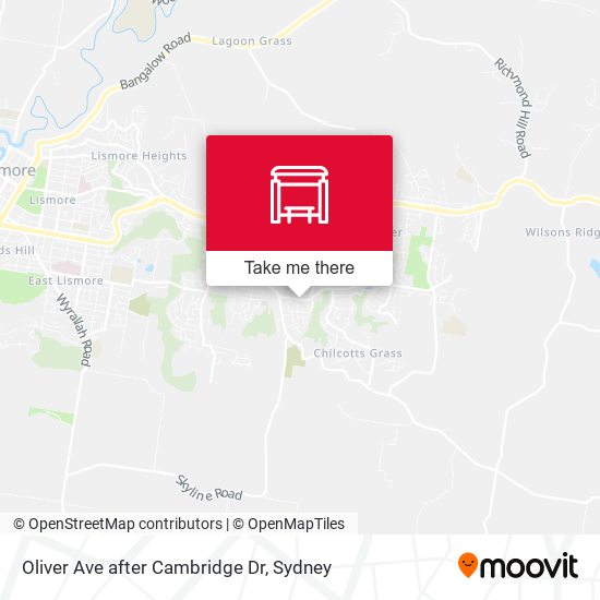 Oliver Ave after Cambridge Dr map