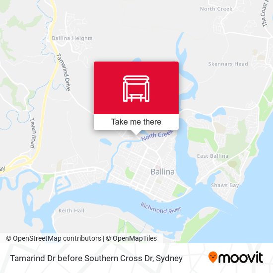 Tamarind Dr before Southern Cross Dr map