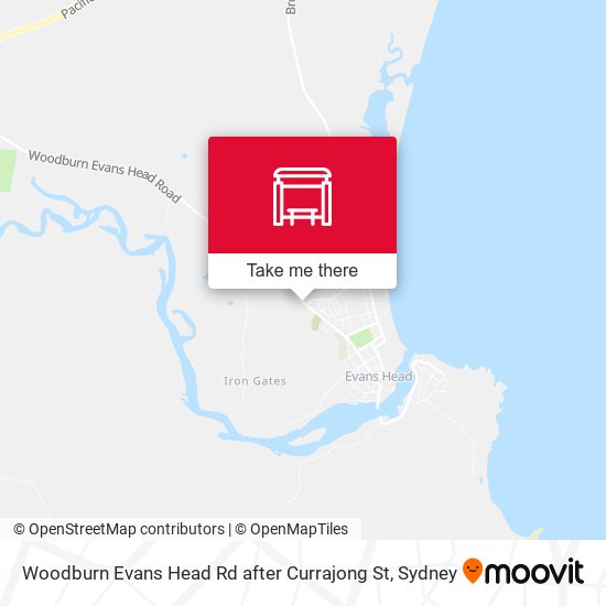 Woodburn Evans Head Rd after Currajong St map