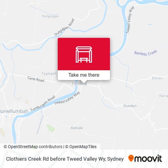 Clothiers Creek Rd before Tweed Valley Wy map
