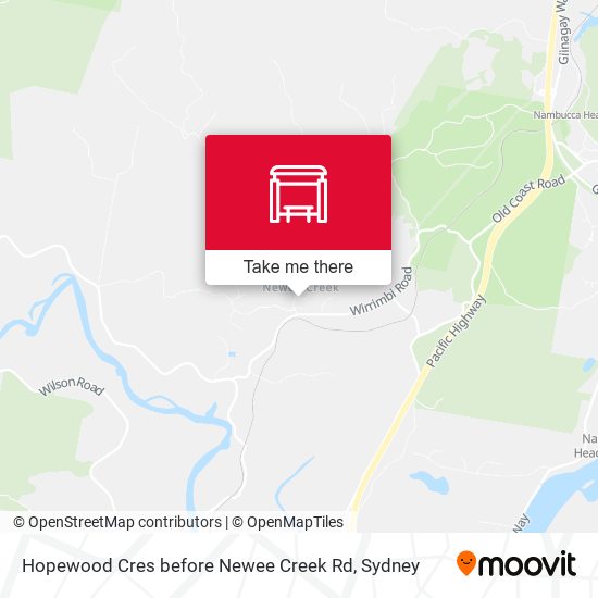 Hopewood Cres before Newee Creek Rd map