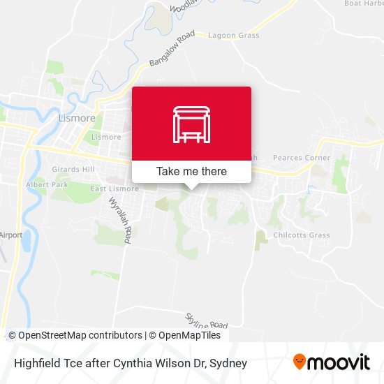 Highfield Tce after Cynthia Wilson Dr map