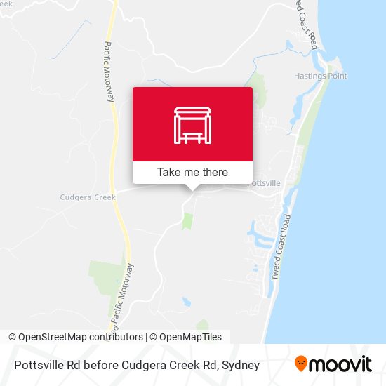 Pottsville Rd before Cudgera Creek Rd map