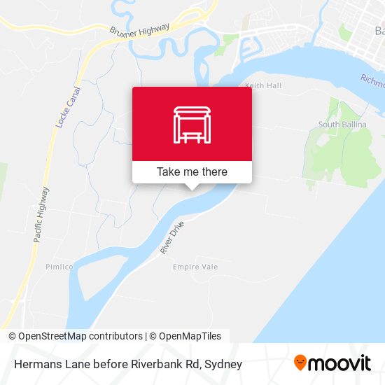 Hermans Lane before Riverbank Rd map