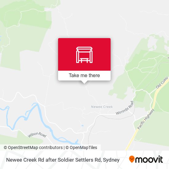Newee Creek Rd after Soldier Settlers Rd map