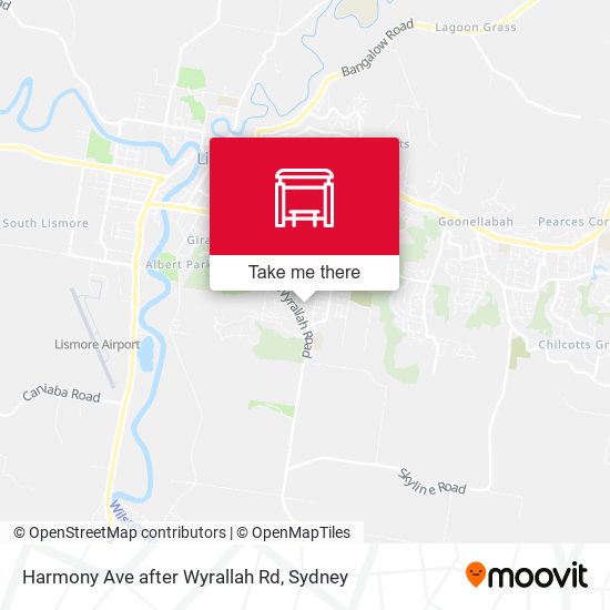 Harmony Ave after Wyrallah Rd map
