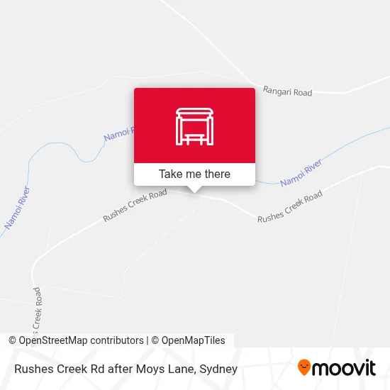 Mapa Rushes Creek Rd after Moys Lane