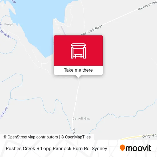 Mapa Rushes Creek Rd opp Rannock Burn Rd