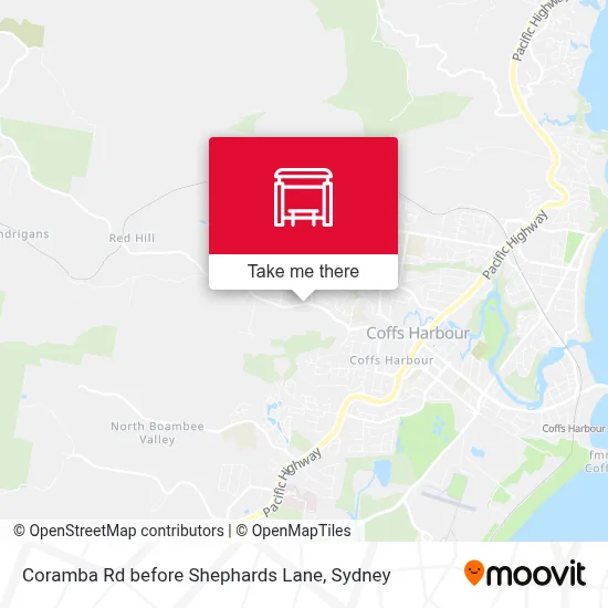 Mapa Coramba Rd before Shephards Lane