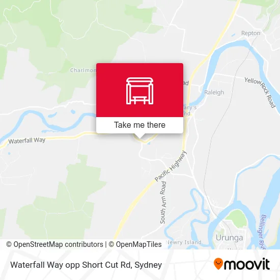 Mapa Waterfall Way opp Short Cut Rd