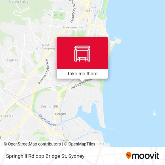 Mapa Springhill Rd opp Bridge St