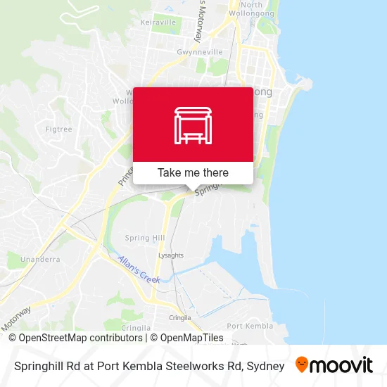 Mapa Springhill Rd at Port Kembla Steelworks Rd