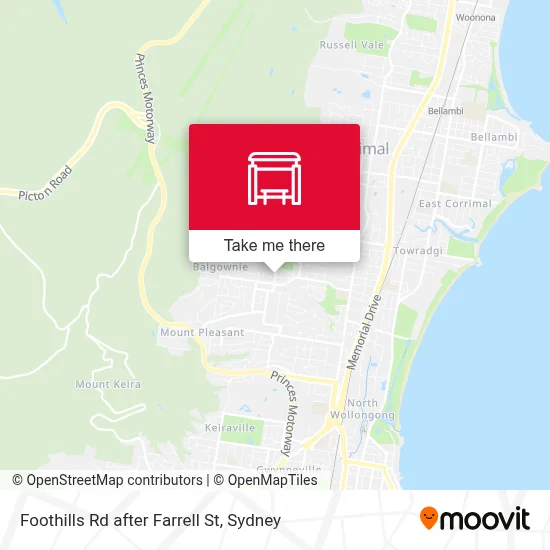 Mapa Foothills Rd after Farrell St