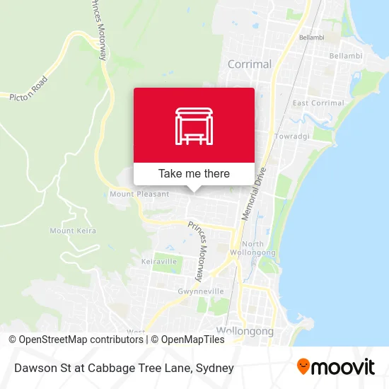 Mapa Dawson St at Cabbage Tree Lane