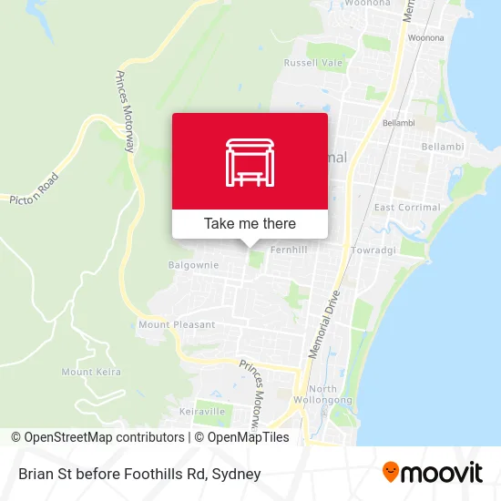 Mapa Brian St before Foothills Rd