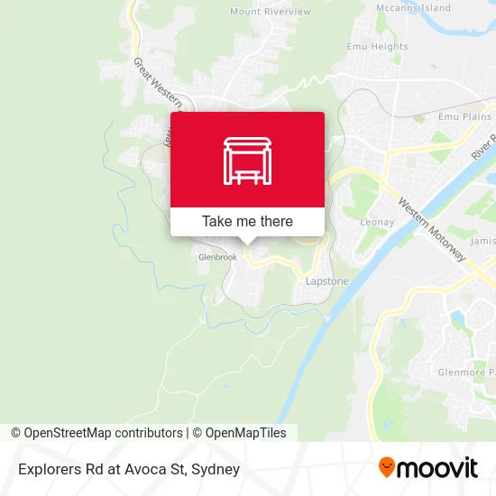 Mapa Explorers Rd at Avoca St