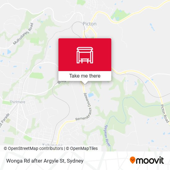 Wonga Rd after Argyle St map
