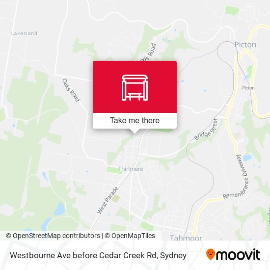 Westbourne Ave before Cedar Creek Rd map