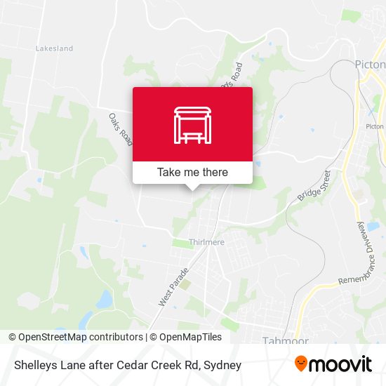 Shelleys Lane after Cedar Creek Rd map