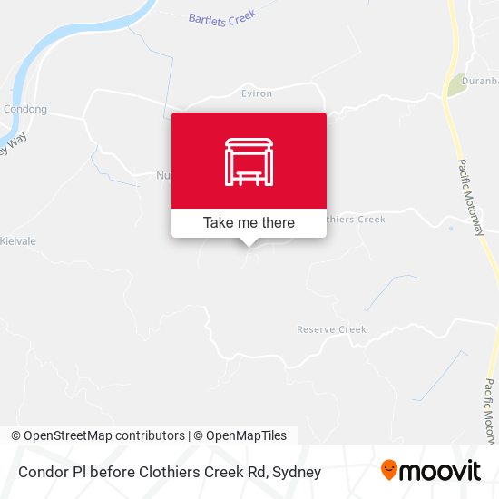 Condor Pl before Clothiers Creek Rd map