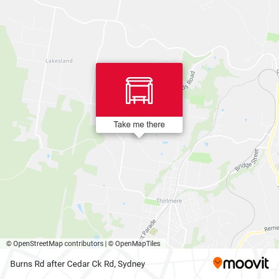 Burns Rd after Cedar Ck Rd map