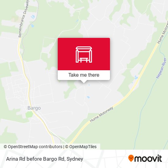 Arina Rd before Bargo Rd map