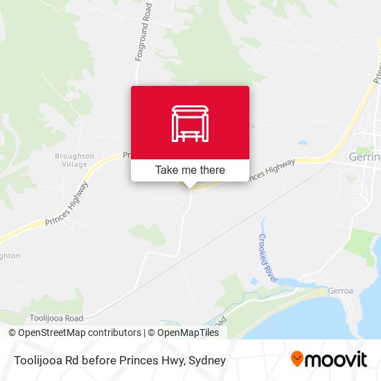 Toolijooa Rd before Princes Hwy map