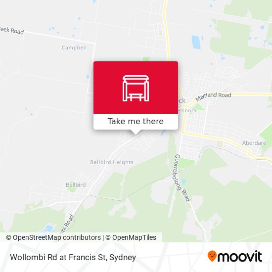 Wollombi Rd at Francis St map