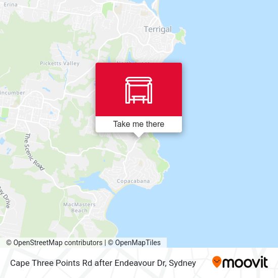 Cape Three Points Rd after Endeavour Dr map