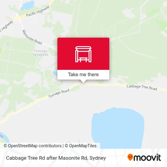 Mapa Cabbage Tree Rd after Masonite Rd