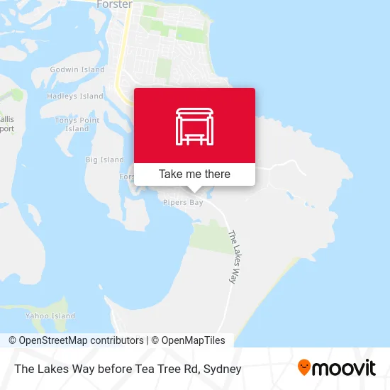 Mapa The Lakes Way before Tea Tree Rd