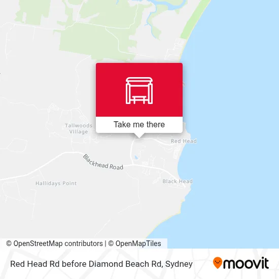 Mapa Red Head Rd before Diamond Beach Rd