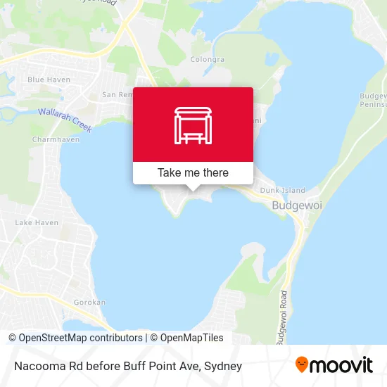 Mapa Nacooma Rd before Buff Point Ave