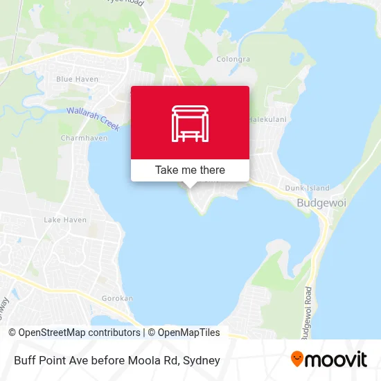 Mapa Buff Point Ave before Moola Rd