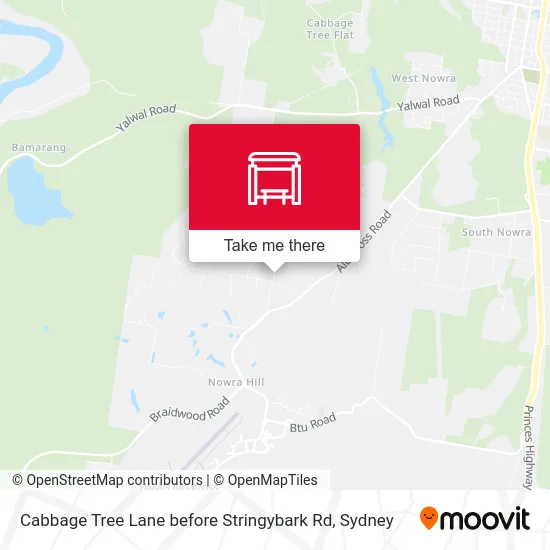 Mapa Cabbage Tree Lane before Stringybark Rd