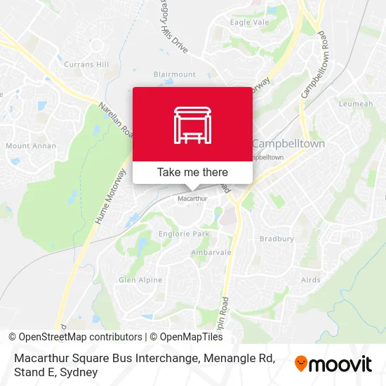 Mapa Macarthur Square Bus Interchange, Menangle Rd, Stand E