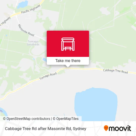 Mapa Cabbage Tree Rd after Masonite Rd