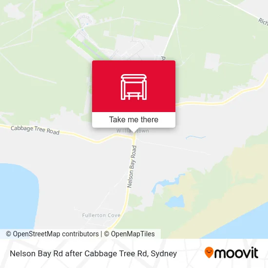 Mapa Nelson Bay Rd after Cabbage Tree Rd