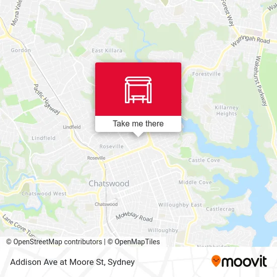 Mapa Addison Ave at Moore St