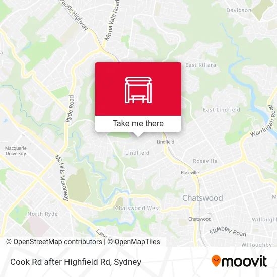 Mapa Cook Rd after Highfield Rd