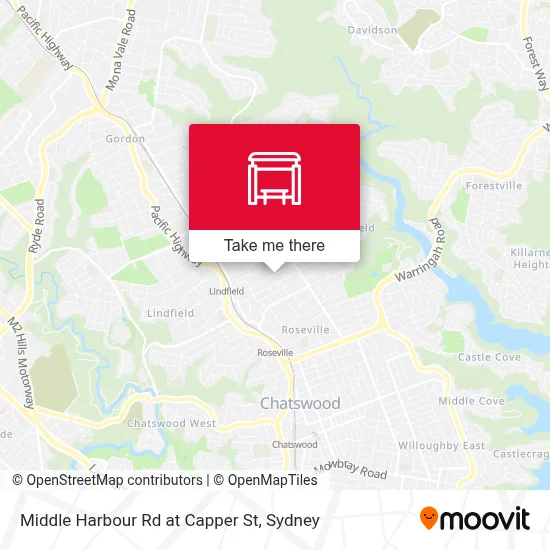Mapa Middle Harbour Rd at Capper St