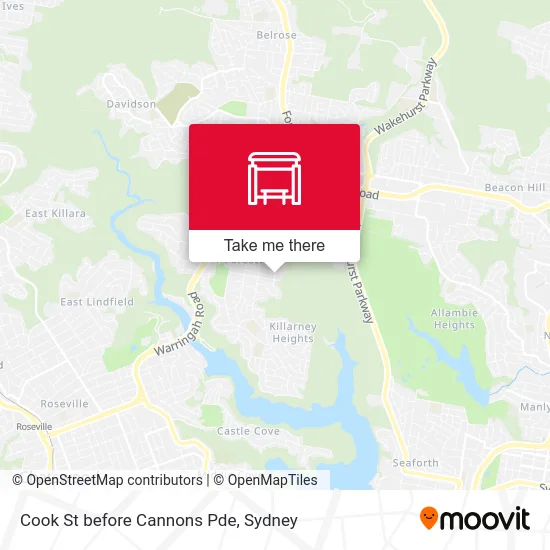 Mapa Cook St before Cannons Pde