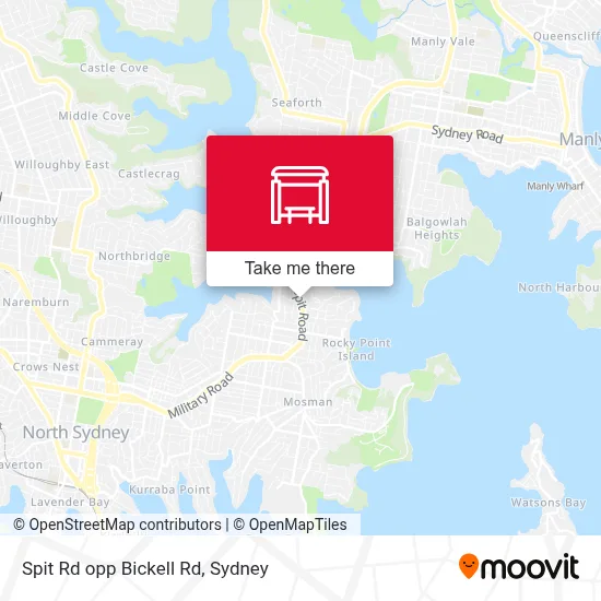 Mapa Spit Rd opp Bickell Rd