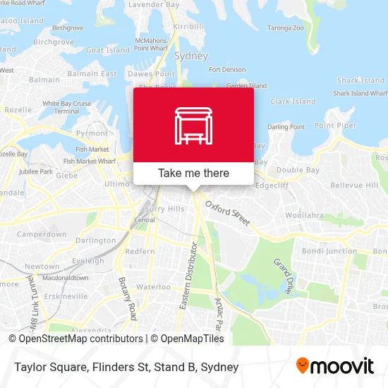 Mapa Taylor Square, Flinders St, Stand B