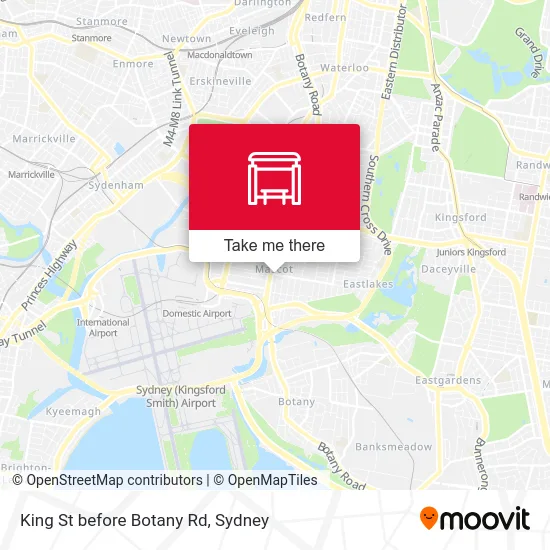 Mapa King St before Botany Rd
